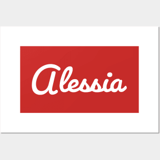 Alessia Typography White Cursive Script Posters and Art